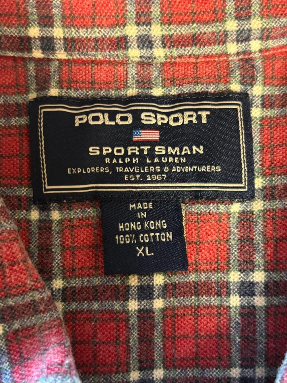Vintage Ralph Lauren Polo Sport Red Plaid Short Sleeve Polo